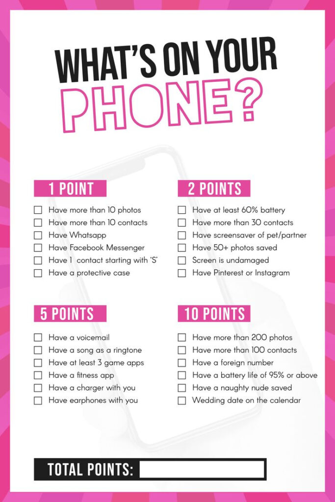 What s On Your Phone Game Hen Party Games Hen Party Hen Party 