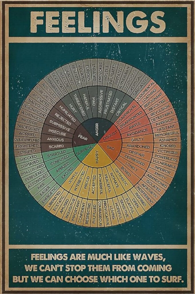 Wheel Of Feelings Emotions Chart Square Poster CBT Mental Etsy