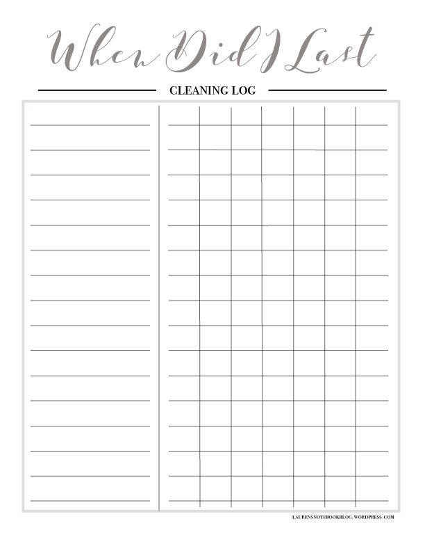  When Did I Last Cleaning Log Free Printable Happy Planner 