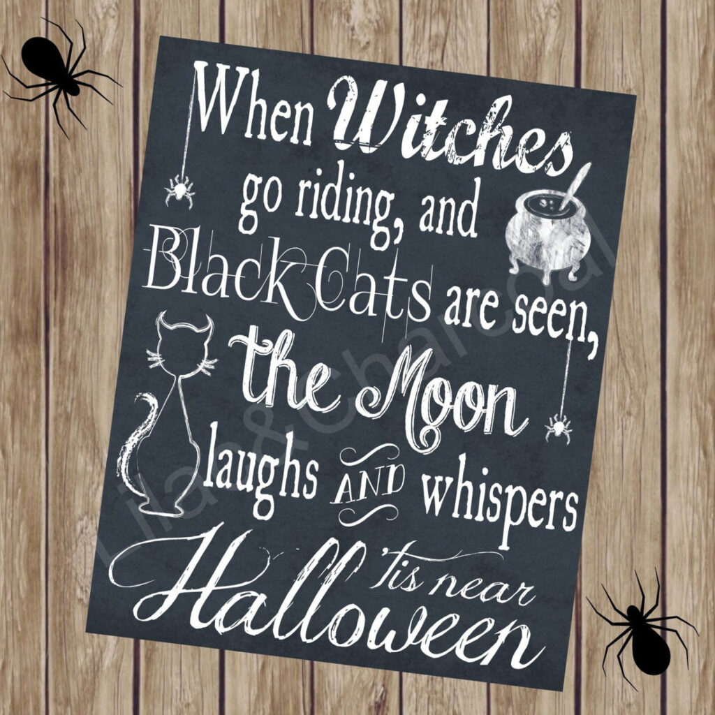 When Witches Go Riding Halloween Chalkboard Sign 8x10 Etsy 