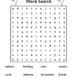 Word Search Printable Kids Learning Activity Birthday Words Word
